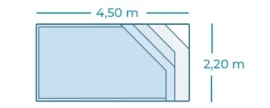Plan de la mini piscine 4x2 avec banquette