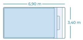Plan de la piscine 7x3 m.